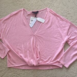 Elegant Pink V-Neck Sweater by Express